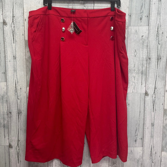 New Ashley Stewart Plus Size 26/28 PolyBlend Cropped Sailor Silver Button Pants - Picture 1 of 5